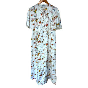 Butterfly Grandmacore LONG Nightgown Size Large Vintage 70's Bell Sleeve Woven
